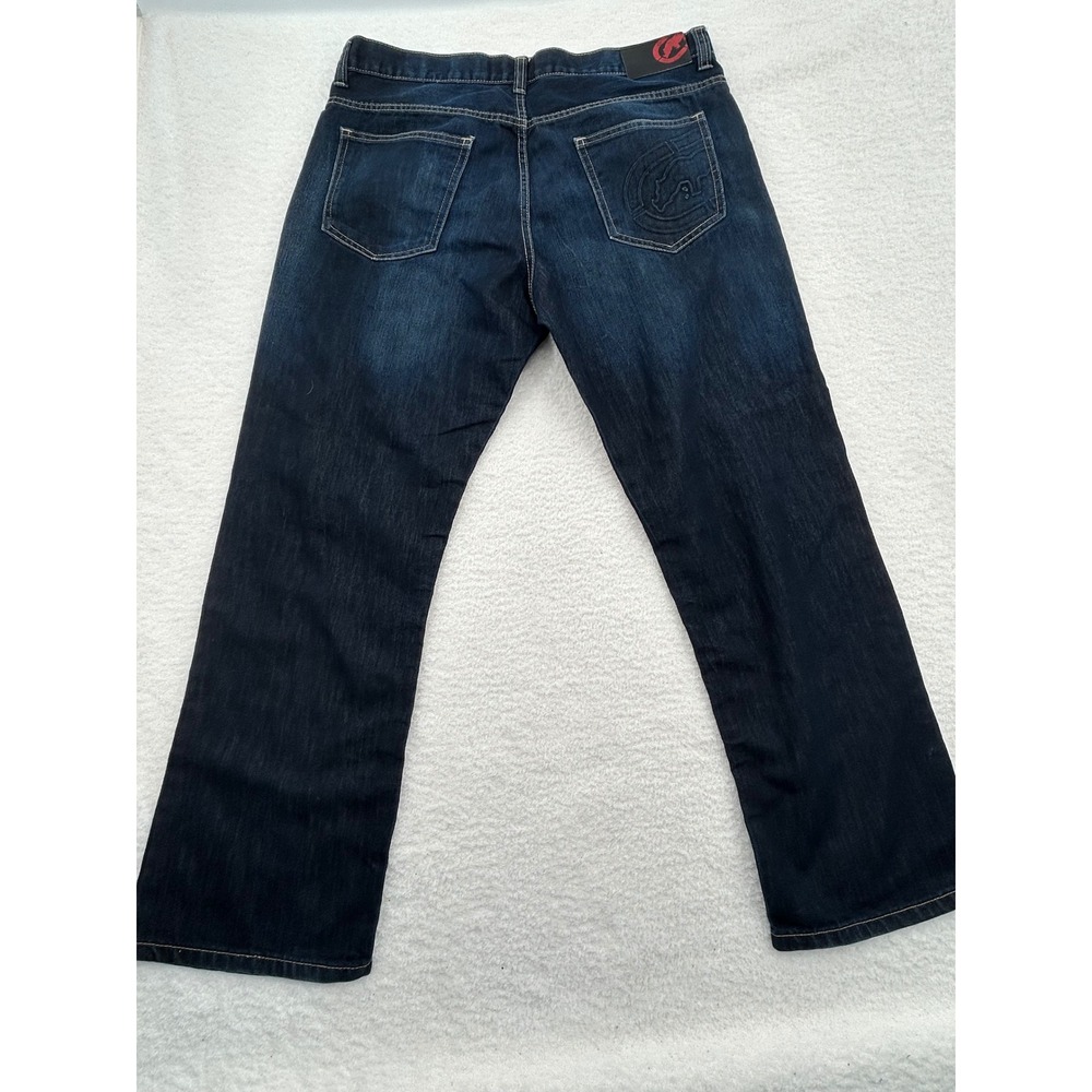 Ecko Unltd Mens Slim Straight Dark Wash Indigo Denim Jeans‎ Size 36 Rhino Logo